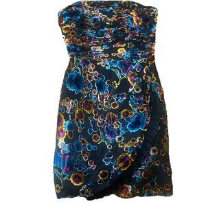 Burnout Velvet Juicy Couture Y2K Formal Silk Mini Bustier Dress Sz 4 $348 Ruffle